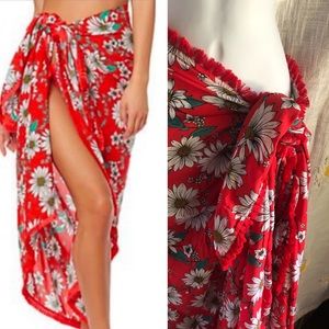 JESSICA SIMPSON Daisy Fringe Sarong Swimsuit Cover NWT
